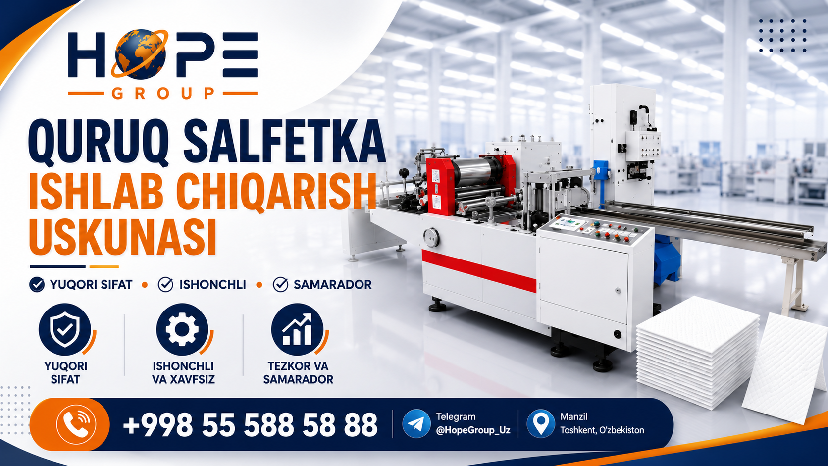 Qog‘oz Salfetka Ishlab Chiqarish Uskunasi